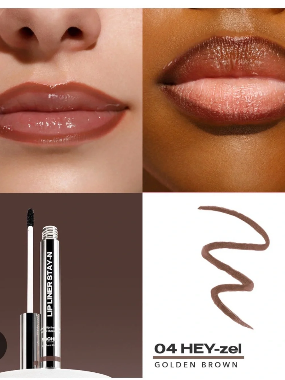 Sacheu Beauty peel off lip stain liner stay-n color HEY-zel 04 NEW WITHOUT TAG